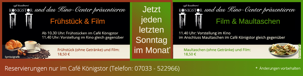Frühstück & Film / Film & Maultaschen jeden letzten Sonntag im Monat, Kino-Center Weil der Stadt